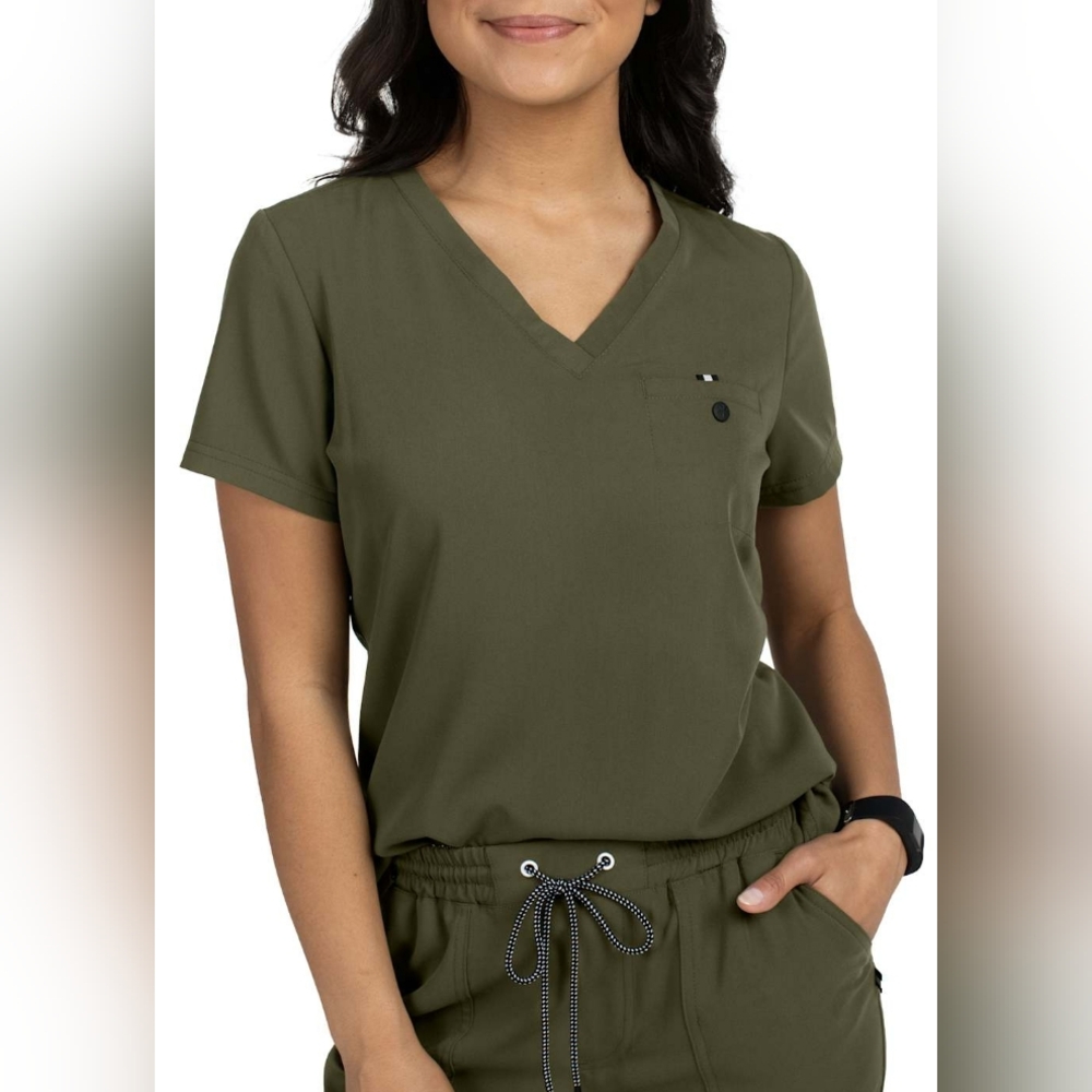 Beyond Scrubs Women's Dark Green V-Neck Scrub Top